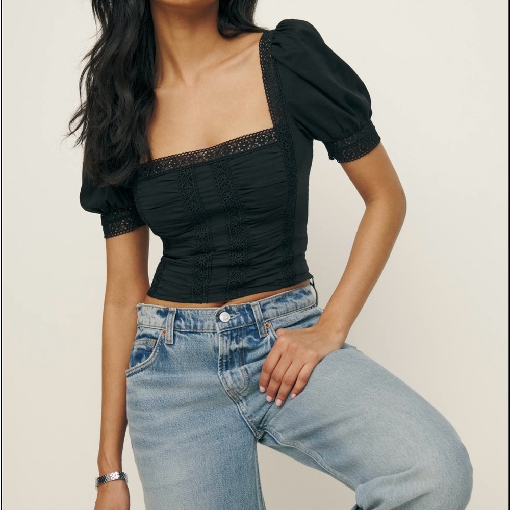 Reformation Lavena Top in Black